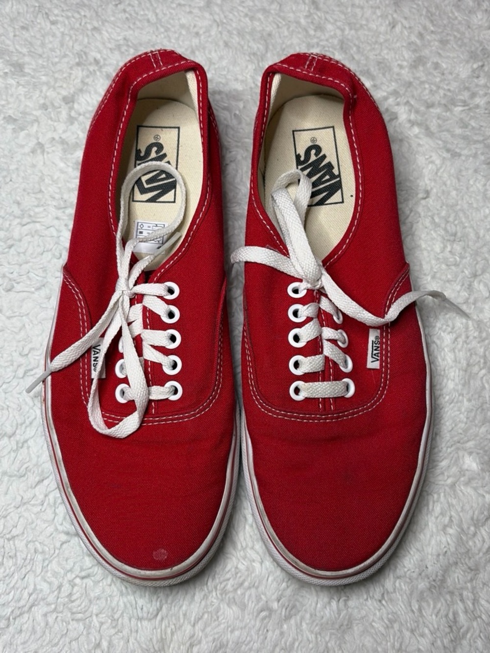 Vans Red Canvas Low-Top Sneakers with White Laces